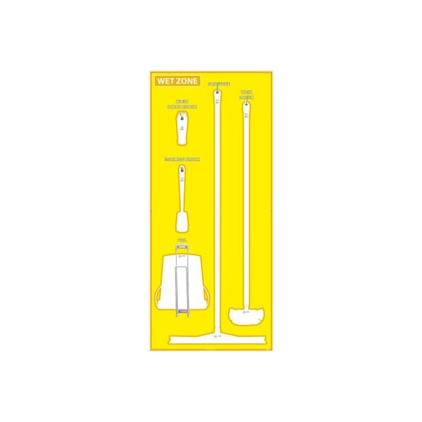 Nmc National Marker Wet Zone Shadow Board, Yellow/White, 68 X 30, Aluminum - SB121AL - main